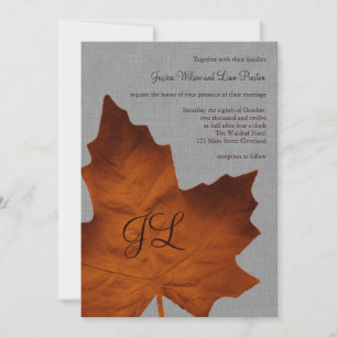 Faire-part de mariage monogramme de lin orange