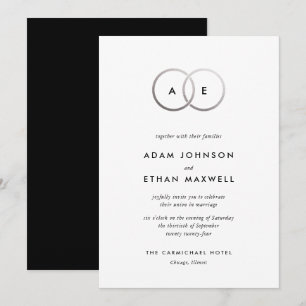 Faire-part de mariage Monogramme des anneaux d'arg