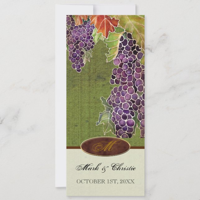 Faire-part de mariage Monogramme Feuille de raisin (Devant)