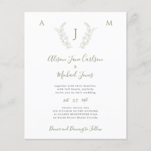 Faire-part de mariage monogramme feuille de verdur