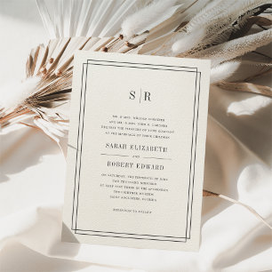 Faire-part de mariage Monogramme intemporel   Ecru