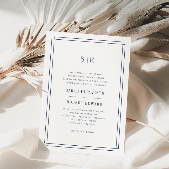 Faire-part de mariage Monogramme intemporel | Mari (Créateur téléchargé)