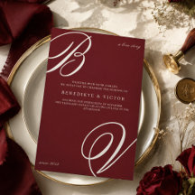 Faire-part de mariage Monogramme Ivoire Bourgogne