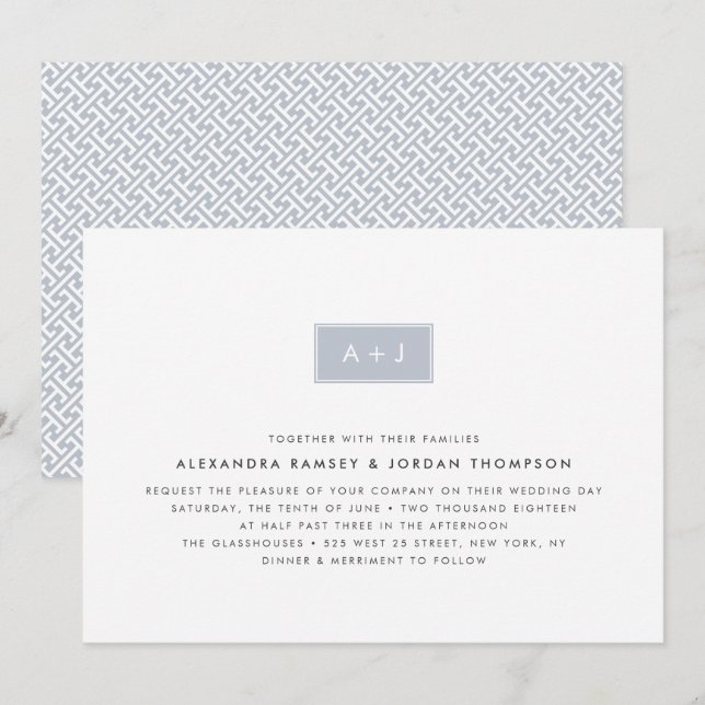 Faire-part de mariage Monogramme moderne | Ardoise (Devant / Derrière)