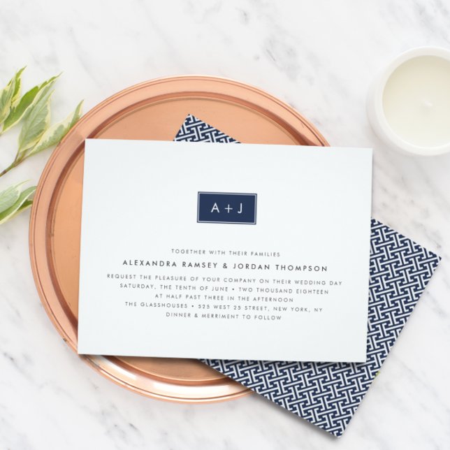 Faire-part de mariage Monogramme moderne couleur p (Créateur téléchargé)