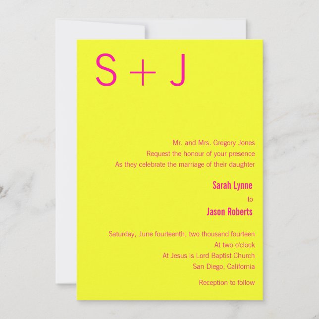Faire-part de mariage Monogramme moderne - Jaune e (Devant)
