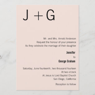 Faire-part de mariage Monogramme moderne - rose et