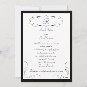 Faire-part de mariage Monogramme noir blanc