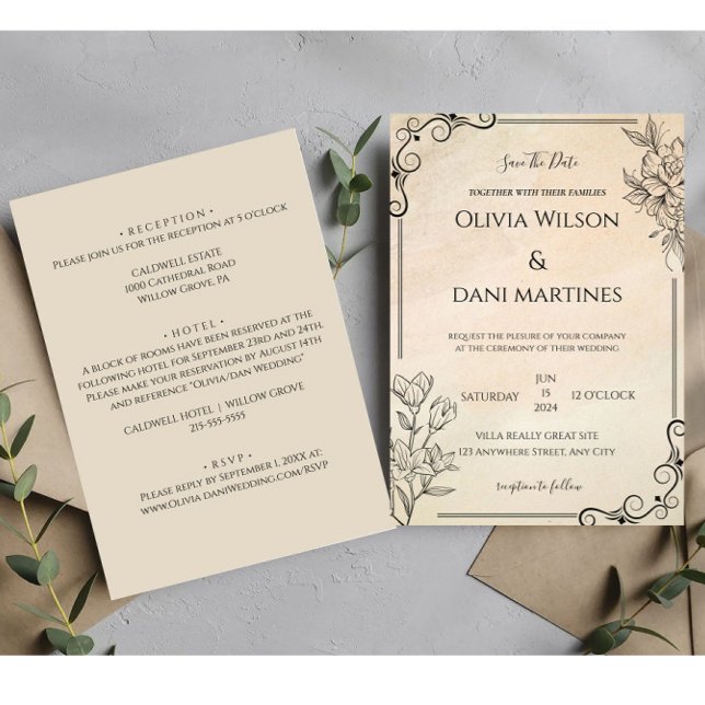 Faire-part de mariage Monogramme noir et écrin cla (Créateur téléchargé)