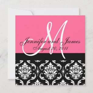 Faire-part de mariage Monogramme Noms Date Damassé