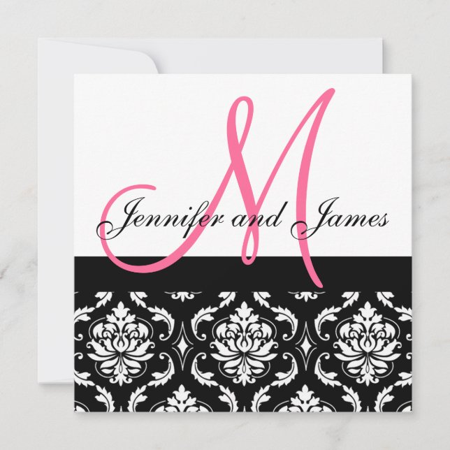 Faire-part de mariage Monogramme Noms Rose Chaud D (Devant)