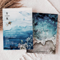 Faire-part de mariage Monogramme Océan Rustique