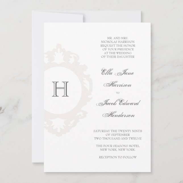 Faire-part de mariage Monogramme personnalisable (Devant)