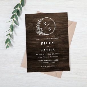 Faire-part de mariage Monogramme rustique