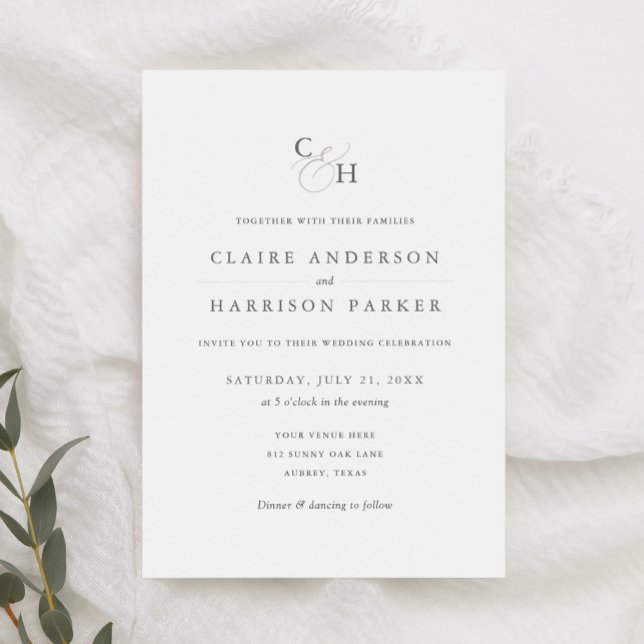 Faire-part de mariage Monogramme simple et élégant (Créateur téléchargé)
