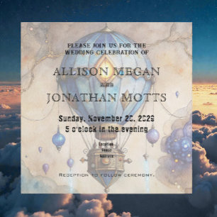 Faire-part de mariage montgolfière Steampunk