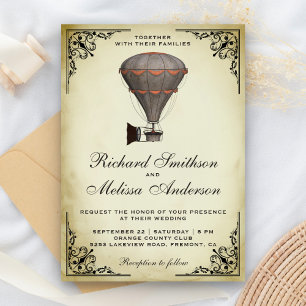 Faire-part de mariage montgolfière steampunk