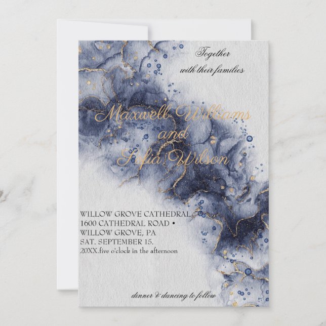 Faire-part de mariage Moody Aquarelle Peinture (Devant)