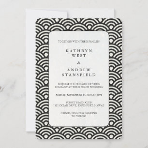 Faire-part de mariage Motif de vague noir + blanc