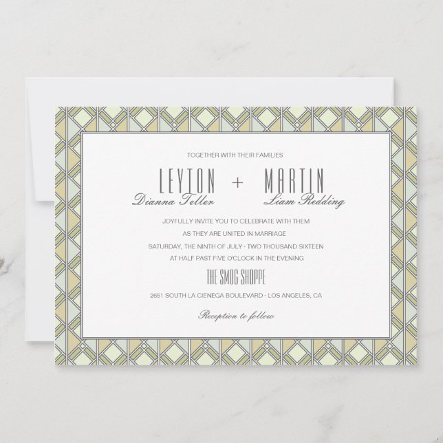 Faire-part de mariage Motif moderne carrelé (Devant)