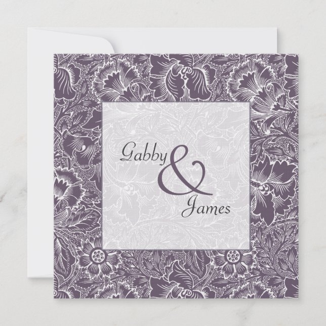 Faire-part de mariage Motif vintage de Plum d'aube (Devant)