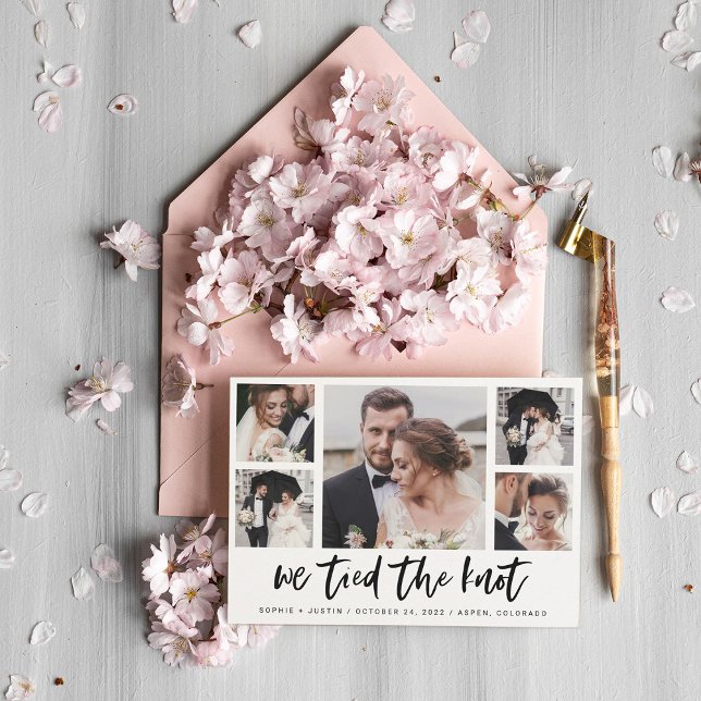 Faire-part de Mariage multiphoto décontracté Scrip (Créateur téléchargé)