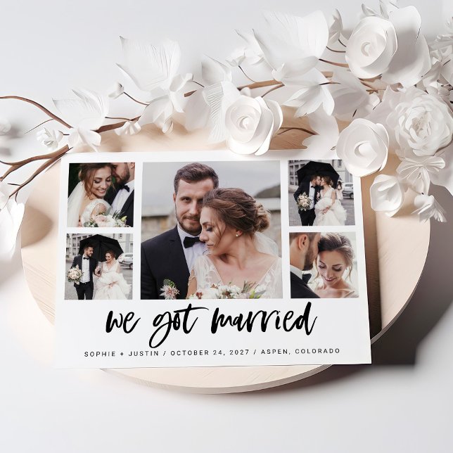 Faire-part de mariage multiphoto décontracté Scrip (Créateur téléchargé)