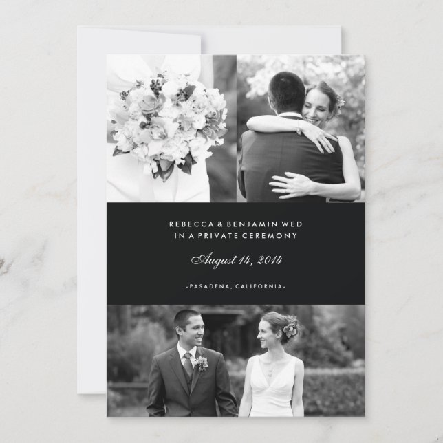 Faire-part de mariage multiphoto en noir (Devant)