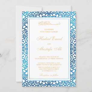 faire-part de mariage musulman bleu
