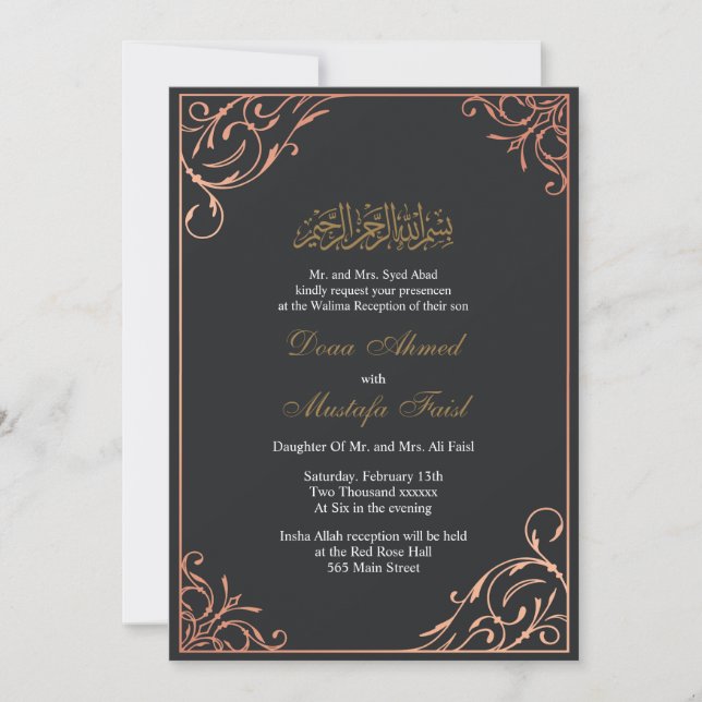 faire-part de mariage musulman de luxe (Devant)
