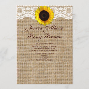 Faire-part de mariage naturel de dentelle de toile
