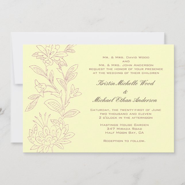 Faire-part de mariage naturel/Rose (Devant)