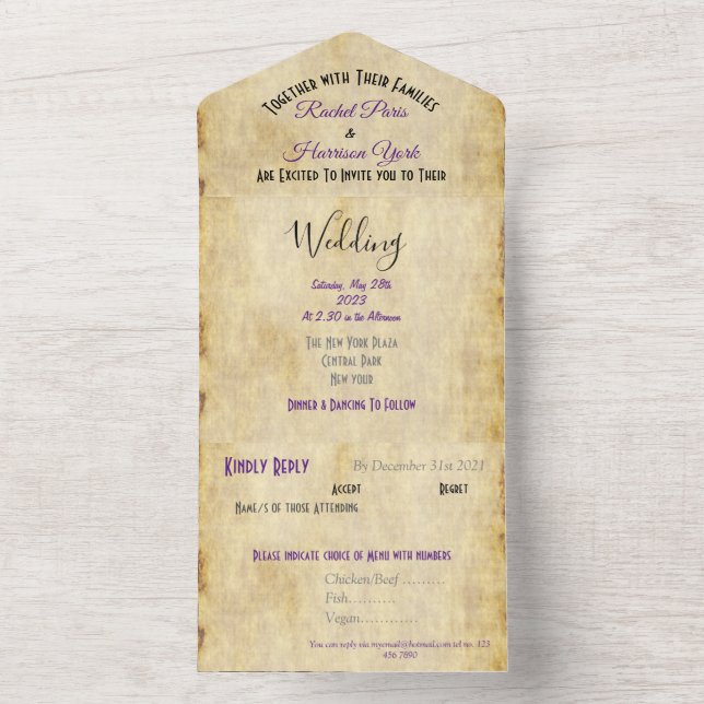 Faire-part de mariage naturel vintage des années 2 (À l'intérieur)