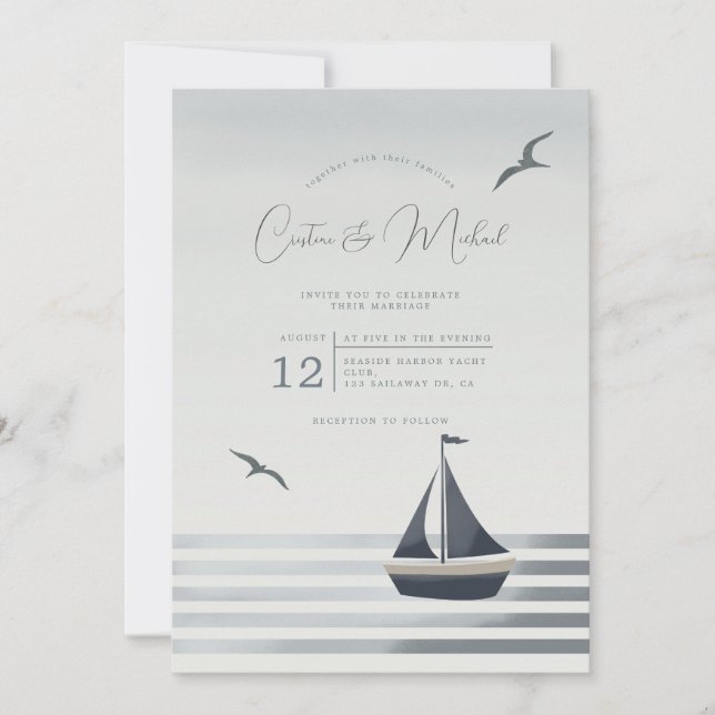 Faire-part de mariage nautique (Devant)