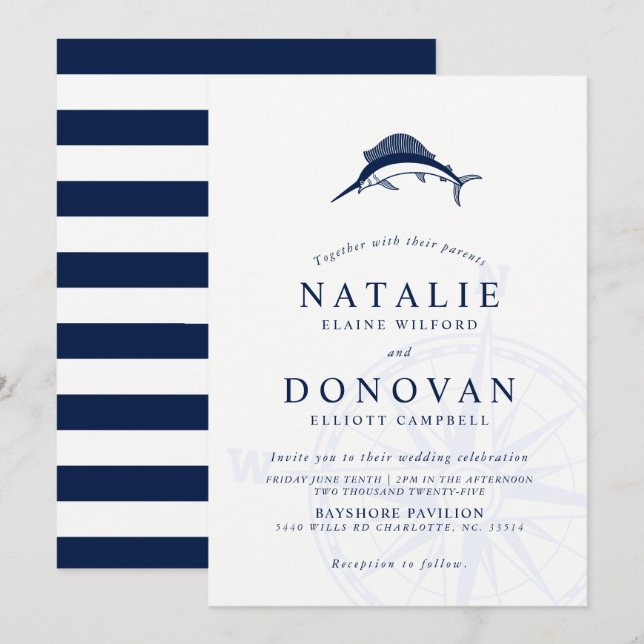 Faire-part de mariage nautique (Devant / Derrière)