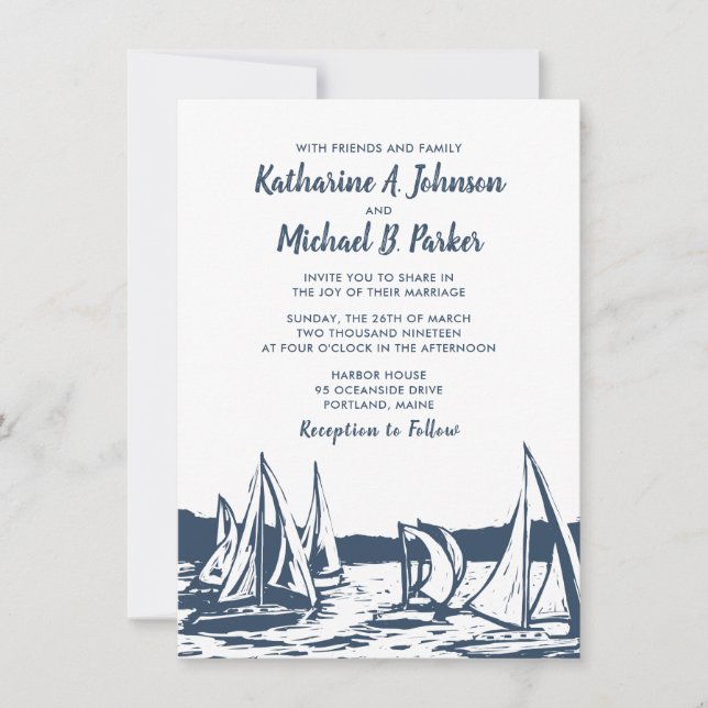 Faire-part de mariage Nautique (Devant)