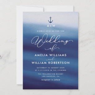 faire-part de mariage nautique bleu marine