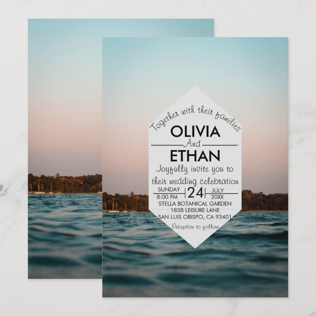 Faire-part de mariage nautique de la marine modern (Devant / Derrière)