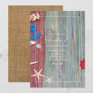 Faire-part de mariage nautique de plage rustique d