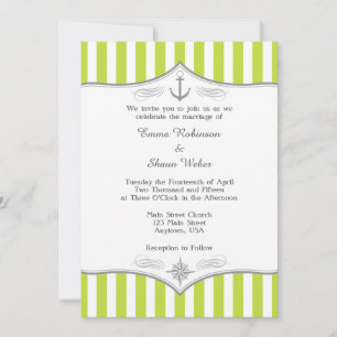Faire-part de mariage nautique gris blanc vert cit