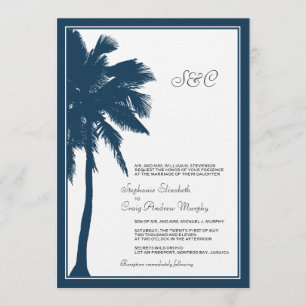 Faire-part de mariage Navy Blue Palm Tree