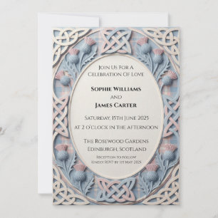 Faire-part de mariage Navy Botanical Scroll