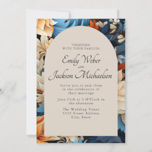 Faire-part de mariage Navy Ivory Orange Floral Arc