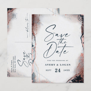 Faire-Part de mariage Navy & Or Rose pour annoncer