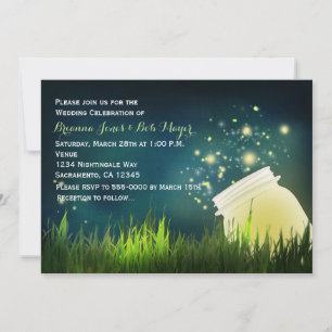 Faire-part de mariage nocturne avec pot Mason et l