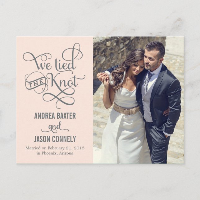Faire-Part de Mariage Nœud Précieux - Pêche Clair (Devant)