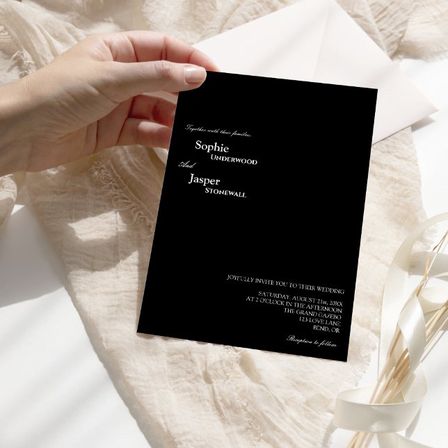 Faire-part de mariage Noir classique moderne (Créateur téléchargé)