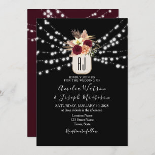 Faire-part de mariage noir de Bourgogne