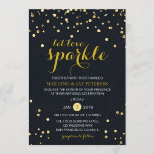 Faire-part de mariage noir d'étincelle de parties