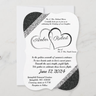 Faire-part de mariage noir et argent avec poème à 